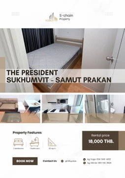 🏙️🚆 2 ห้องนอน ห้องกว้าง ติด BTS แพรกษา! 💖✨ The President Sukhumvit Samut Prakan ✨ NO-084