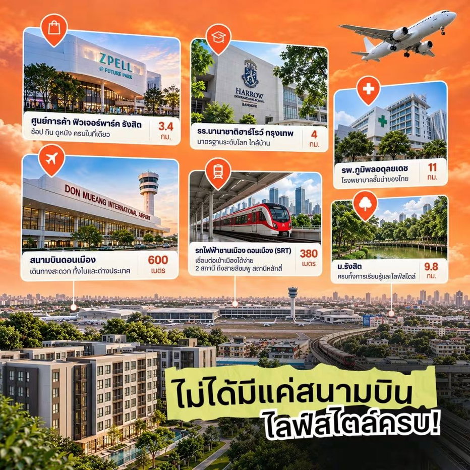 รูป Dcondo cloud ดอนเมือง Presale รอบแรก 7-8 พ.ย.69 ราคาดีที่สุด! คอนโด Fully Furnished ฟิตเนส 24 ชม. ดูแลครบจนถึงวันโอน เริ่ม 1.39 ลบ.* โทร 065-4496399 - รูปที่ 5/7