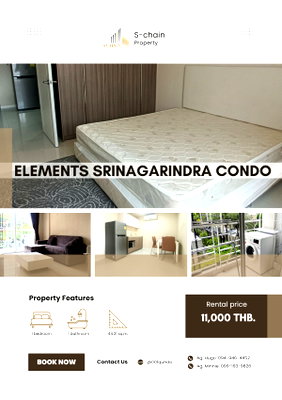 คอนโดให้เช่า : 🏡🌿 ห้องใหญ่ ใกล้ซีคอน + MRT สวนหลวง ร.9 💖✨ ELEMENTS SRINAKARIN ✨ NO-086