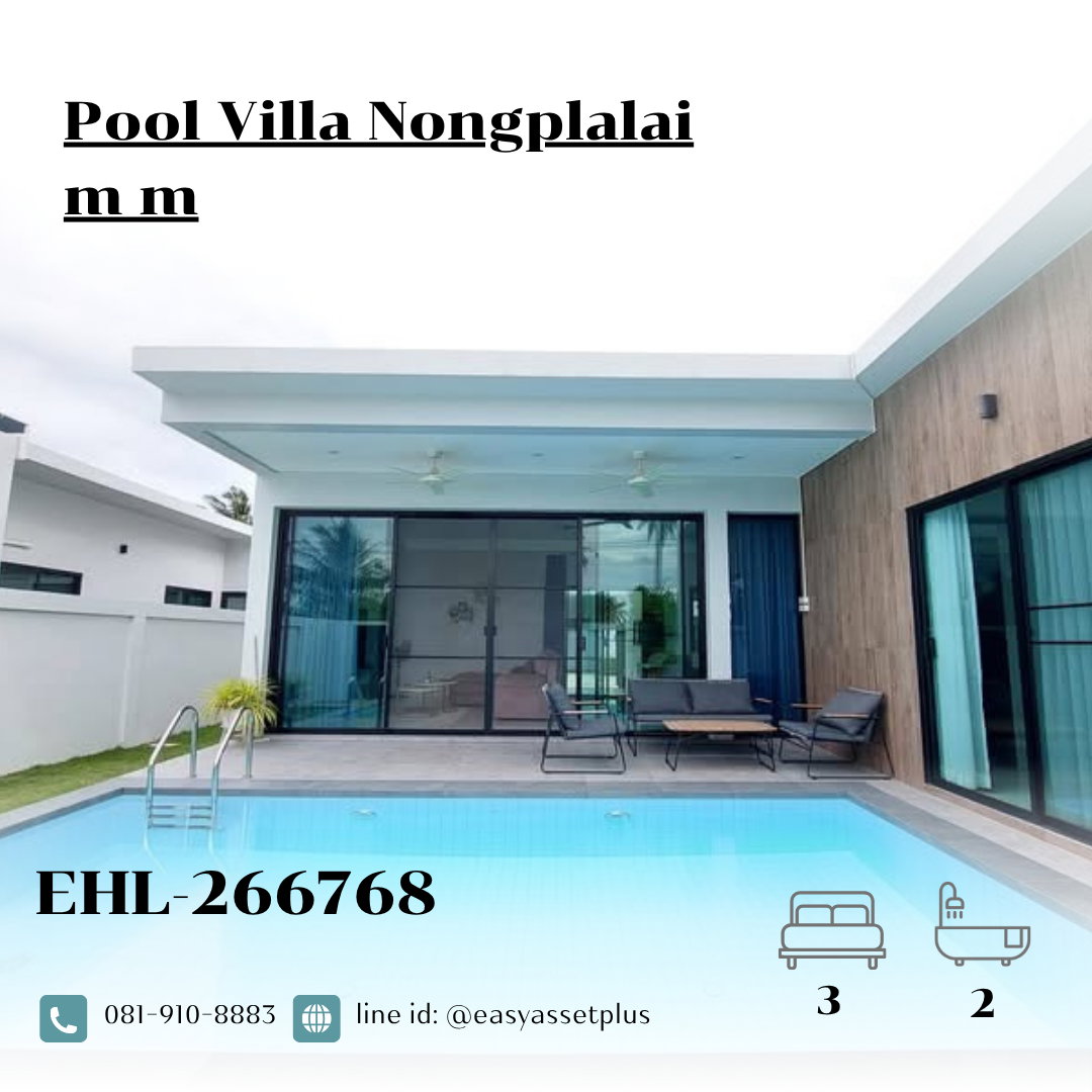 266768 – Pool Villa Nongplalai Rent: 45,000 THB/m Usable Area:130 sq.m.Land Area: 300 sq.m. | Nong Pla Lai Subdistrict, Bang Lamung District, Chonburi