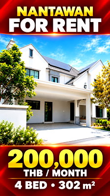 Houses for rent Srinakarin-Romklao Road : FOR RENT | Nantawan Rama 9 – New Krungthep Kreetha Furnished 4-Bedroom Corner House