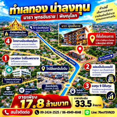 กิจการ วิทยาลัยพยาบาลบรมราชชนนี พุทธชินราช : 🔥 ขายเพียง 17.8 ล้านบาท! อพาร์ทเม้นท์พร้อมทำเงิน จ.พิษณุโลก จาก ราคาประเมิน 33.5 ล้านบาท — มีพื้นที่สำหรับต่อยอดในอนาคต