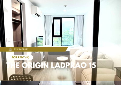 Condos for rent : For Rent 🔥 The Origin Ladprao 15 🔥 Unblocked view, fully furnished with all appliances; close to MRT Ladprao.