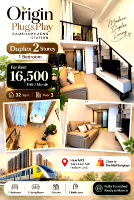 Condos for rent : Origin Plug&Play Ramkhamhaeng Triple Station