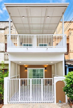 MEE. บ้านสวย  พร้อมอยู่  มีเทอเรซหน้าบ้าน   #หมู่บ้านร่มเงาไม้ บางบัวทอง  ติดถนนวัดลาดปลาดุก