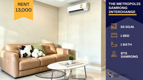 ✨ Cozy Homey Vibe 1-Bed! | The Metropolis Samrong 35 sqm. Built-in kitchen, ready to move in near BTS • Book free viewing now! 🥂