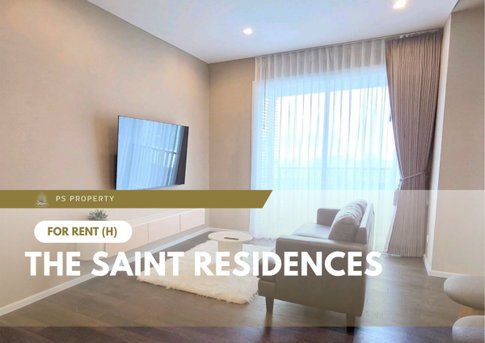 For Rent ✨ The Saint Residences ✨ 2 bedrooms, 2 bathrooms, fully furnished and equipped with appliances. Close to BTS Ha Yaek Lat Phrao.