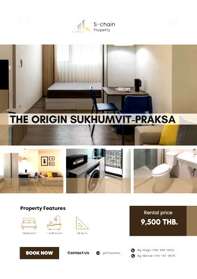 คอนโดให้เช่า : 🚆💛 ใกล้ BTS แพรกษา! เดินทางง่าย ใกล้แหล่งช้อปปิ้ง ✨ The Origin Sukhumvit – Praksa ✨ NO-088