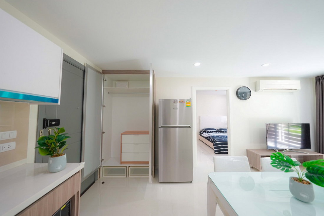 รูป Call : 099-624-1956 Condo Elements Srinakarin ตรงข้ามซีคอนสแควร์ 58 ตารางเมตร 2 ห้องนอน 2 ห้องน้ำ ชั้น 1 ตึก 4 ติดสระว่ายน้ำ ตกแต่งครบ (Owner Post) - รูปที่ 3/13