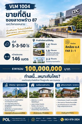 ขายที่ดิน 5050 ตร.ว. เขตวังทองหลาง