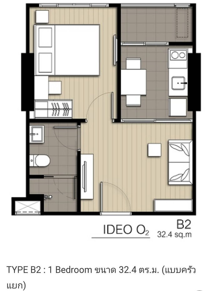 รูป ให้เช่า | ไอดีโอ โอทู | BTS BANGNA | 1 Bedroom | 1 Bathroom | Building A | 23rd Floor | 14,000/mo. - รูปที่ 9/9