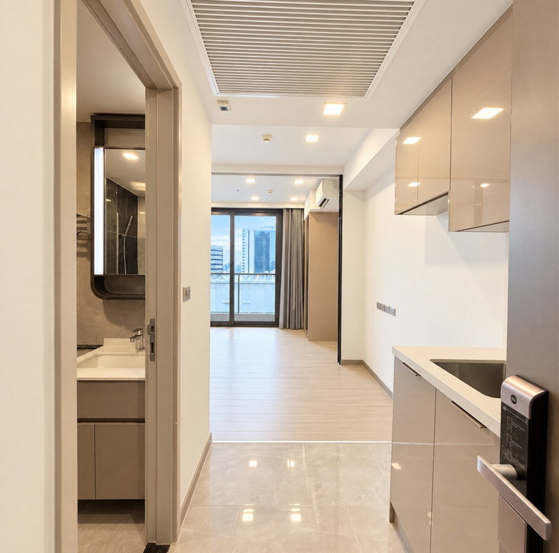 รูป Call : 062-946-2498 Condo One9Five Asoke-Rama 9 (ห้องใหม่) 25.5 ตารางเมตร สตูดิโอ ชั้นสูง ตึกB พร้อมเข้าอยู่ - รูปที่ 5/12