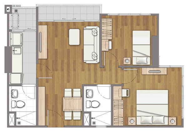 picture The Tree Interchange 2 Bedroom 2 Bathroom size 63 Sq.m. (For Rent) - 18/30