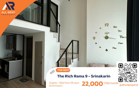 🔥 For Rent: The Rich Rama 9 - Srinakarin | Srinakarin–Suan Luang Area | Duplex 1 Bed 38 sqm | 29th Floor | 22,000 THB/month