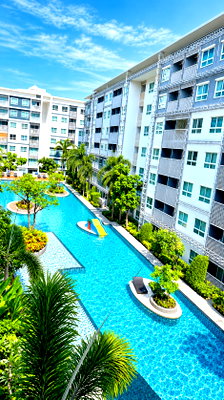 ขายคอนโด : ขาย The Trust Condo Hua Hin ชั้น 4 วิวสระ ทำเลดี ใกล้ทะเลเพียง 150 เมตร