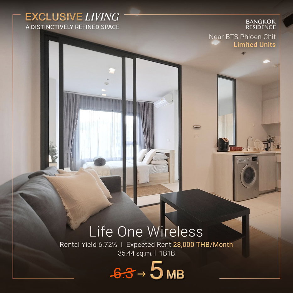 รูป 💎 Exclusive Unit 💎 ขาย Life One Wireless, 1BR 35.44sq.m. 5MB  ✨ทำเลระดับพรีเมียม ใจกลาง CBD & Premium City Residence 🚆 ใกล้ BTS เพลินจิต - รูปที่ 1/14