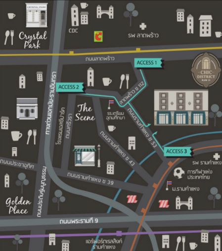 ให้เช่าโฮมออฟฟิศ 6 ห้องนอน 240 ตร.ม. 16 ตร.ว. ชิค ดิสทริคท์ ราม 53