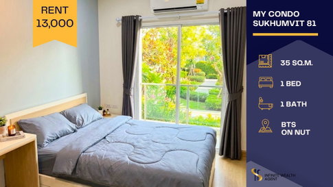 ðŋ Newly Renovated Garden View! | My Condo Sukhumvit 81 1-Bed Closed Kitchen 35 sqm Near BTS On Nut âĒ 13k/mo ⥠Free viewing, book now!