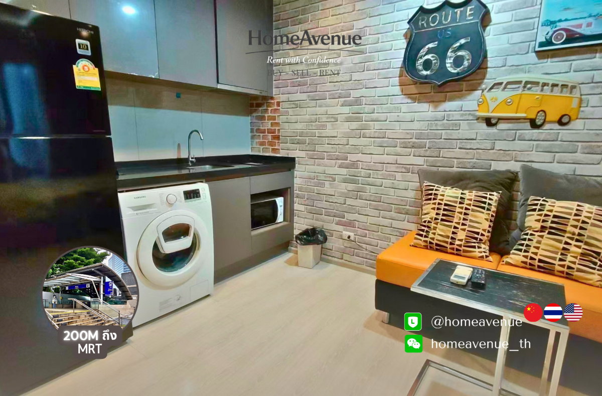 《Rhythm Asoke》Highlight✨ 1Bed (Studio)  🚇 ใกล้MRT พระราม 9📲 Line: @homeavenue ⭐HA-1709
