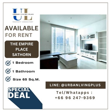 ( UL2610072 )✨Tel/Line 096-2479369✨ให้เช่า ดิ เอ็มไพร์ เพลส สาทร 1 ห้องนอน 1 ห้องน้ำ ขนาด 65 ตร.ม. ราคาดีที่สุด ห้องหายาก✨