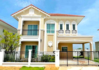 เช่าบ้านเดี่ยว ถนนศรีวารีน้อย : ให้เช่า บ้านเดี่ยว Lanceo Prestige Bangna–Srivaree | บ้านใหม่ | 3 ห้องนอน | French Colonial | ใกล้สนามบินสุวรรณภูมิ