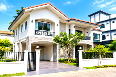 Houses for rent Nonthaburi : 			6a/c Ikkyu-san Market 1.3km WatSaiNoi 1.1km. 2story detached house 3-4bed 3bath 95sq.wa. 300sq.m. Sa          