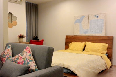 Condos for rent : P-57215 For Rent Ideo Q Ratchathewi | Large Studio | 43 sq.m. | 10th Floor | City View | Fully Furnished 📞 Line ID: @easythaihome | 085-592-2897