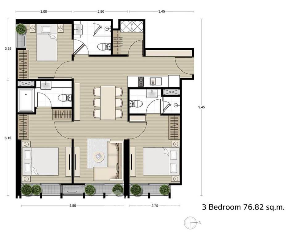 picture 3-BR Condo For Rent At Noble Be 33 Near BTS Phrom Phong (ID 3332372) - 14/14