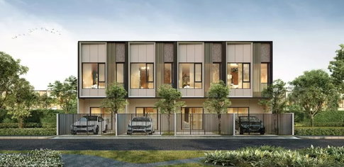 2-story townhouse for rent at Altitude Kraf Bangna Village – 17 sq. wah, 2 bedrooms, 2 bathrooms – 22,000 Baht/month.