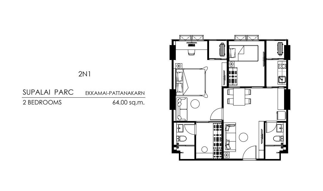 รูป ขาย คอนโด Supalai Ekkamai Parc Pattanakarn 64 ตรม - รูปที่ 2/12
