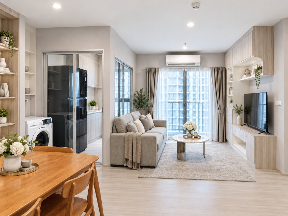 picture For Rent: The Parkland Phetkasem 56 beside MRT Phasi Charoen | 2 Beds, 2 Baths, 75 sqm | Tower A, 12th Floor | THB 35,000/month - 1/8