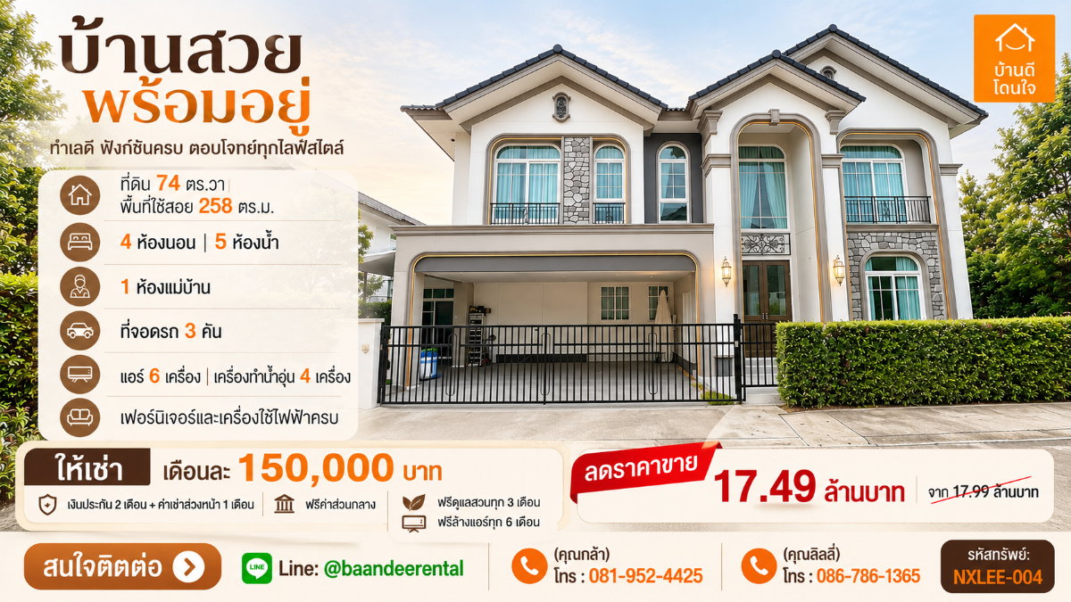 รูป ให้เช่าบ้านเดี่ยวหรูหลังมุม GRANDIO บางนา กม.5 (74 ตร.ว.) พร้อมเข้าอยู่ - รูปที่ 1/18