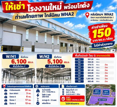 ให้เข่าโกดังหลายขนาด WHA2 ผังม่วง เขาคันทรง ศรีราชา