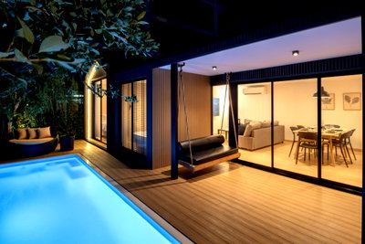เช่าบ้านเดี่ยว ปุณณวิถี 21 : ให้เช่า Poolvilla ซอย สุขุมวิท 50 เช่าในนามบริษัทได้ บ้านขนาด 85 ตรว