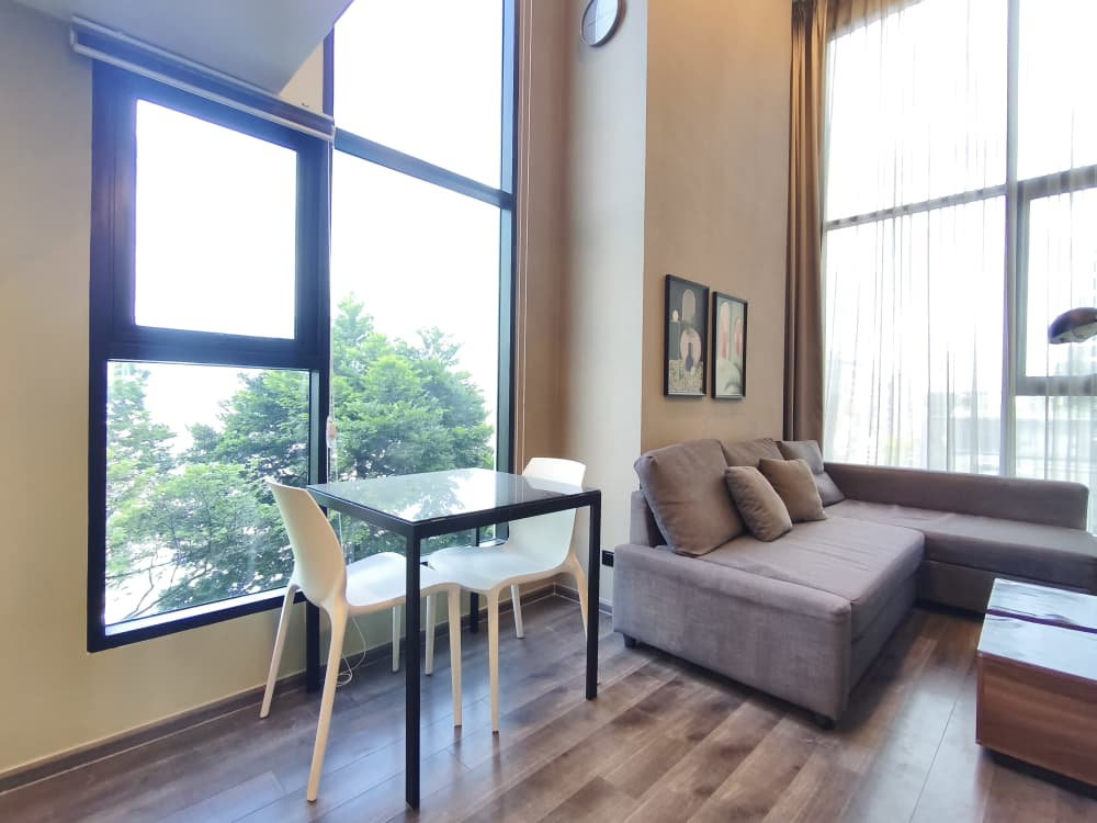 picture Condo for RENT : Knightsbridge Space Rama 9  𝐒𝐢𝐳𝐞 : 41 sqm. Duplex 1 Bed 1 Bath / City View  𝐅𝐥𝐨𝐨𝐫 : 20th  ✅Fully furnished - 5/14