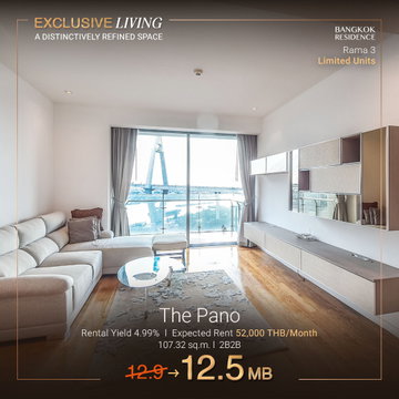 💎Exclusive Unit 🔥 The Pano Rama 3, River Views, Fully Furnished, ✨🌊 Only 12.5MB — 30% Below Market!  2BR 107.32 sq.m. Near BTS Chong Nonsi