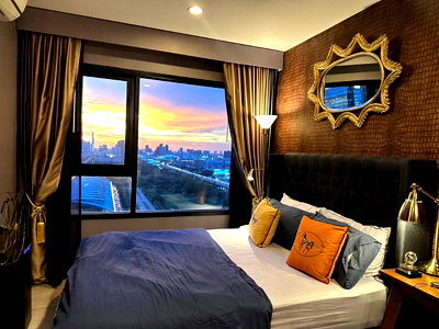 Condos for rent :  Space U 🔥 Beautiful high-floor unit, North facing! Life Asoke 1 Bedroom | 35 sq.m., 26th floor | Furnished | Near SWU | 22,000 THB/month SP0054