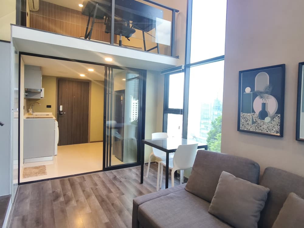 picture Condo for RENT : Knightsbridge Space Rama 9  𝐒𝐢𝐳𝐞 : 41 sqm. Duplex 1 Bed 1 Bath / City View  𝐅𝐥𝐨𝐨𝐫 : 20th  ✅Fully furnished - 1/14