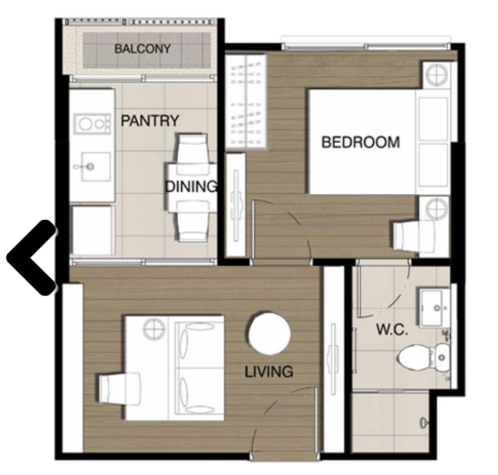 picture For Rent: Fuse Chan Sathorn - 1 Bedroom, 1 Bathroom, 32.5 sq m, 25th Floor, Building A - 8/11