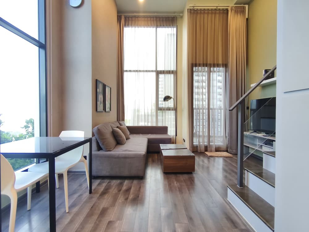 picture Condo for RENT : Knightsbridge Space Rama 9  𝐒𝐢𝐳𝐞 : 41 sqm. Duplex 1 Bed 1 Bath / City View  𝐅𝐥𝐨𝐨𝐫 : 20th  ✅Fully furnished - 3/14