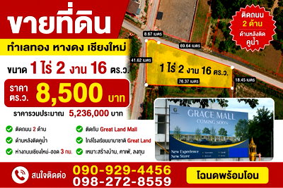 Land for sale Hangdong Subdistrict Municipal Office : Land for sale in Hang Dong; prime location adjacent to Greatland International School Chiang Mai.