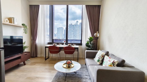 Siamese Sukhumvit 87 Duplex Condo for Rent THB25,000/month 1 Bed 1 Bath 40 sqm Floor 6 Double-Height Ceiling Fully Furnished Near BTS On Nut