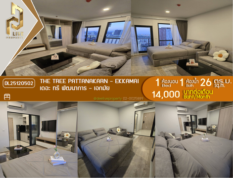 DL25120502 Condo for rent, The Tree Pattanakarn - Ekkamai near สายสีส้ม, ready to move in, call urgently 0638692663 LineID @952jdxxk