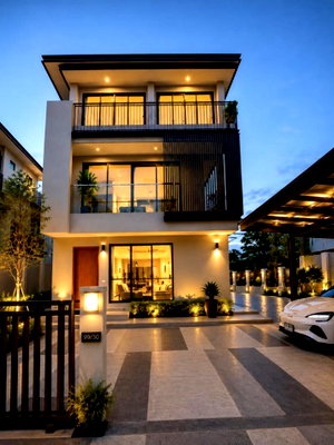 บ้านเดี่ยว ม.กรุงเทพ กล้วยน้ำไท : ขายด่วน!! บ้านหรู 3 ชั้น หมู่บ้าน AQ Arbor สวนหลวง ร.9–พัฒนาการ หลังริม 97 ตร.ว. พื้นที่ใหญ่สุดในโครงการ 