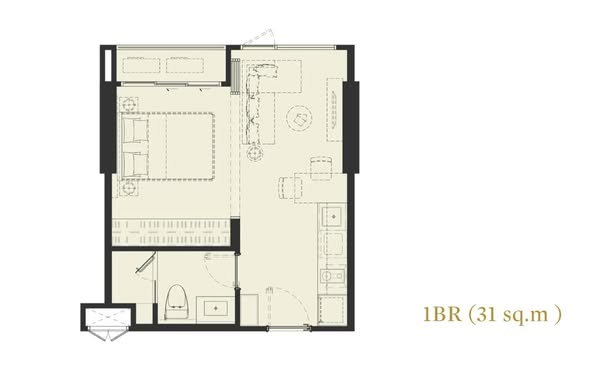 รูป ให้เช่า The Crest Park Residences 1 ห้องนอน 31 ตร.ม. ราคา 27,000 บาท/เดือน - รูปที่ 1/3