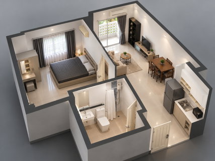 รูปภาพ Condo for rent, 55 sq.m., ground floor, newly renovated, Metro Park Phase 3D, Kalapaphruek Road.