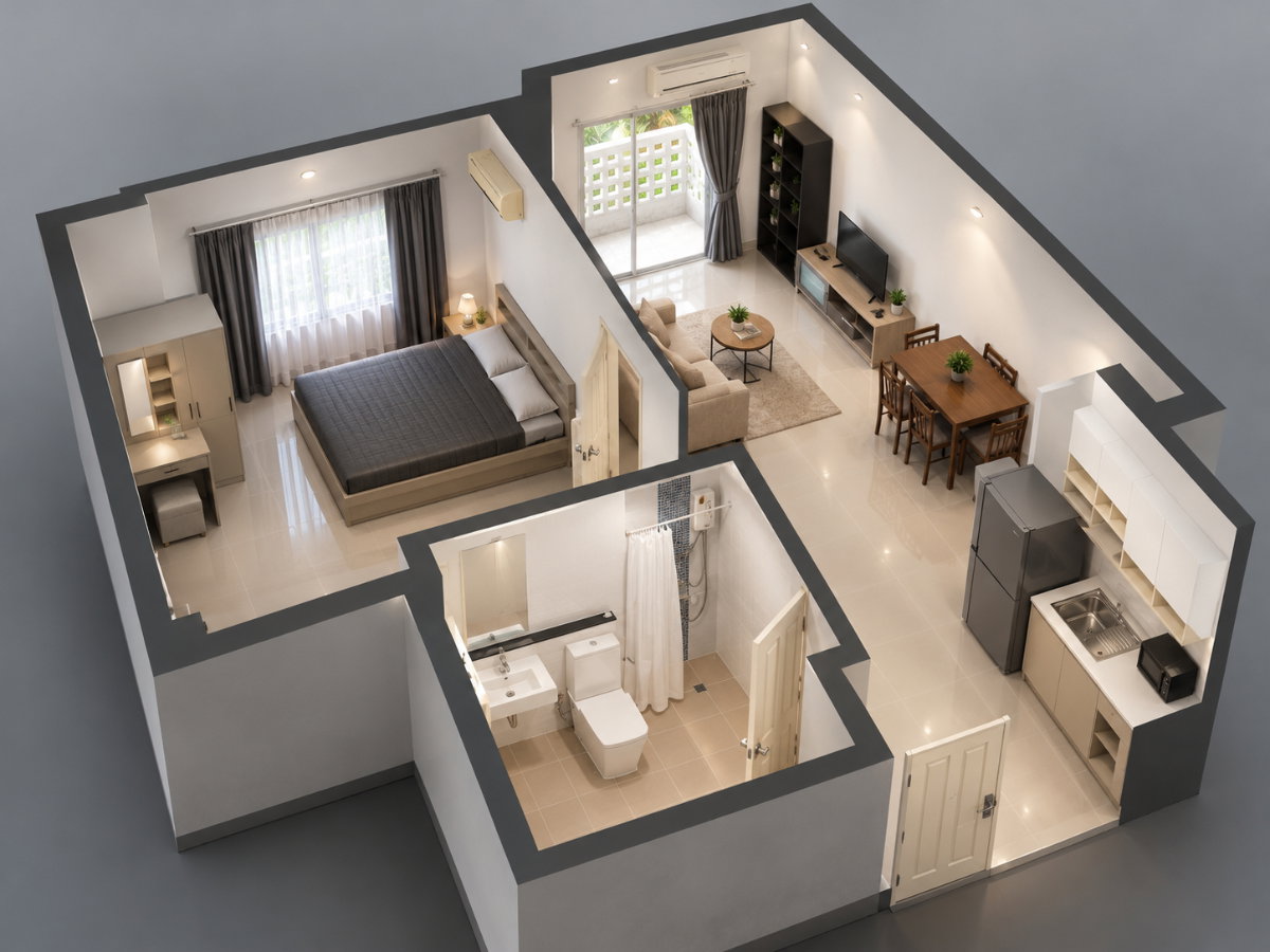 รูป ให้เช่า คอนโด 55 ตรม. ชั้นล่าง รีโนเวทใหม่ เมโทรพาร์ค เฟส 3D ถนนกัลปพฤกษ์ - รูปที่ 1/8
