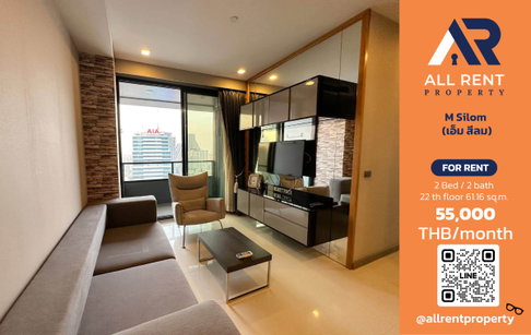 🔥 For Rent: M Silom | Silom–Bang Rak Area | 2 Bed 61.16 sqm | 22nd Floor | 55,000 THB/month