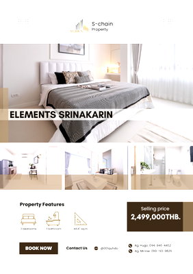 ขายคอนโด : 🛍️🌷 ใกล้ Seacon Square! 2 ห้องนอน ใช้ชีวิตสะดวกทุกวัน 💖✨ Elements Srinakarin ✨ NO-114