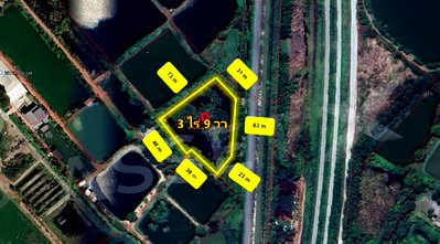 Land for sale The Market Bangkok : Land for sale, 3 rai 9 square wah, located on a main road, only 5,000,000 baht. Near industrial factories.